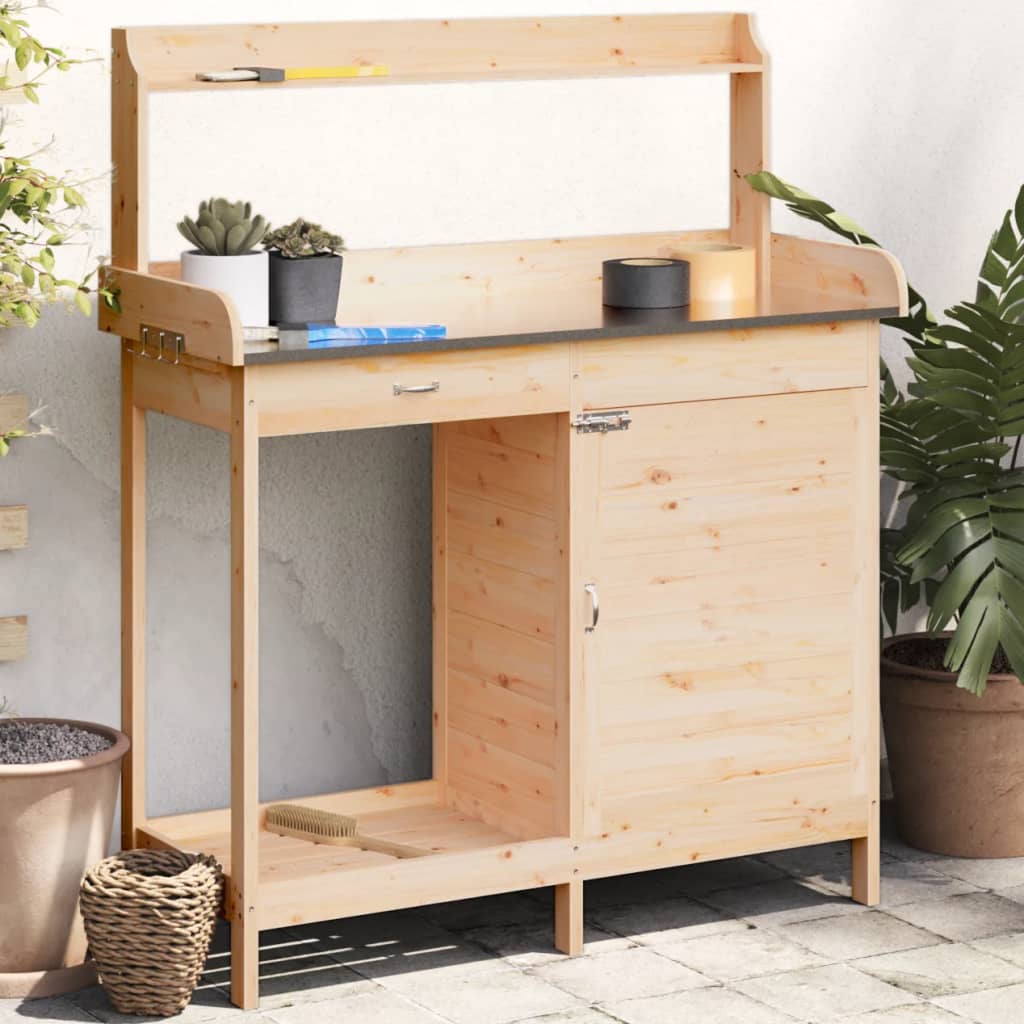 Pottebord Med Skap 110,5X45X124,5 Cm Heltre Gran