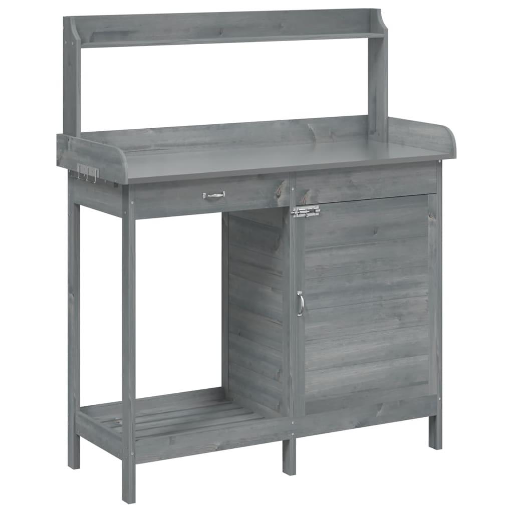 Pottebord Med Skap Grå 110,5X45X124,5 Cm Heltre Gran