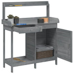 Pottebord Med Skap Grå 110,5X45X124,5 Cm Heltre Gran