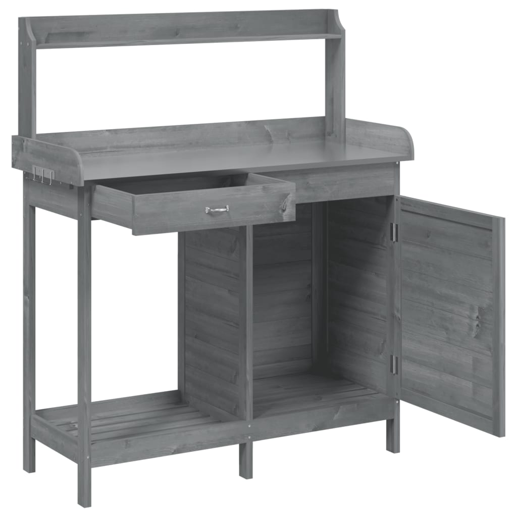 Pottebord Med Skap Grå 110,5X45X124,5 Cm Heltre Gran