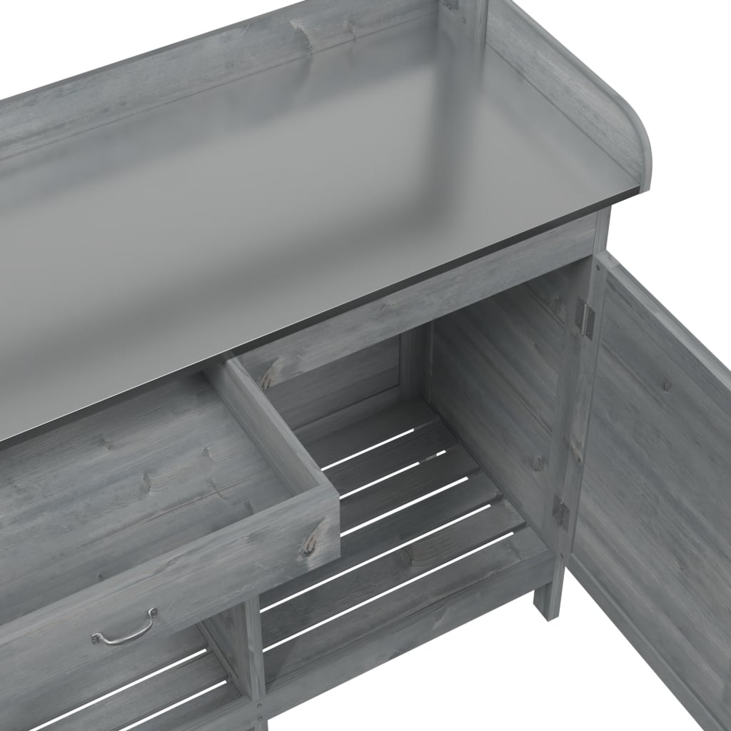 Pottebord Med Skap Grå 110,5X45X124,5 Cm Heltre Gran