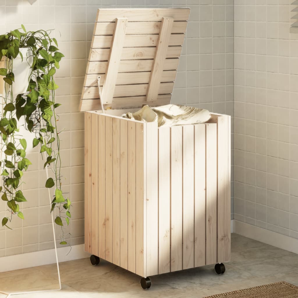 Skittentøyskurv Med Hjul Rana 45X45X64 Cm Heltre Furu