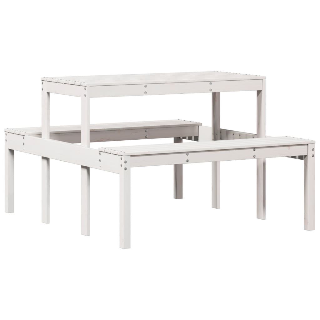 Piknikbord Hvit 110X134X75 Cm Heltre Furu