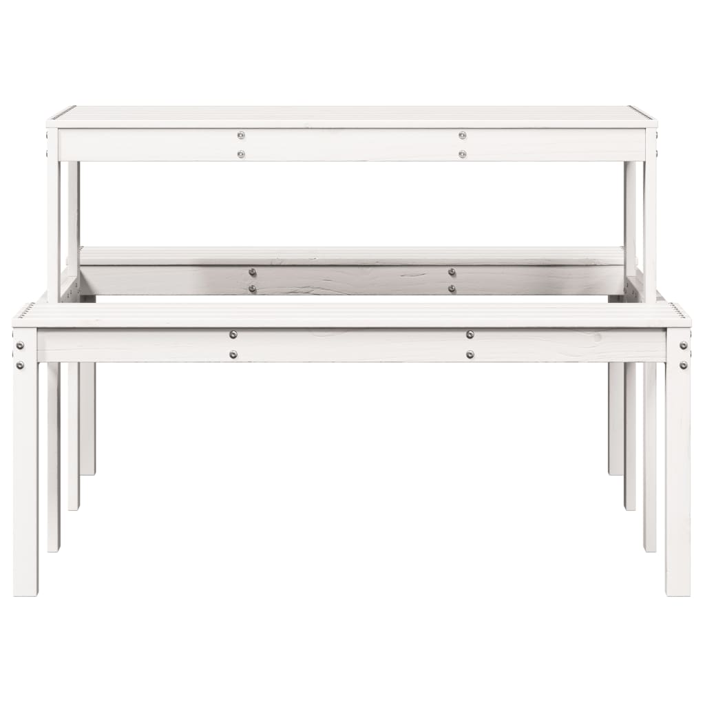 Piknikbord Hvit 110X134X75 Cm Heltre Furu