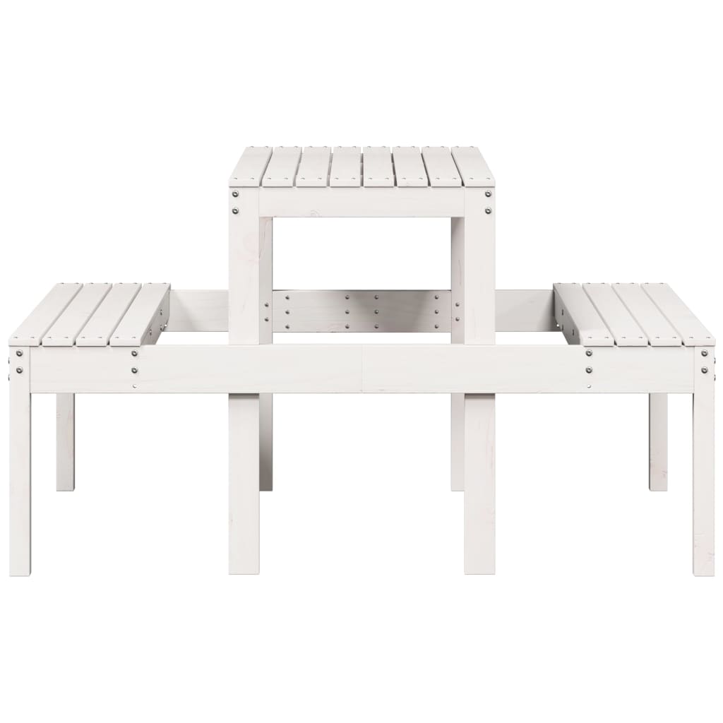Piknikbord Hvit 110X134X75 Cm Heltre Furu