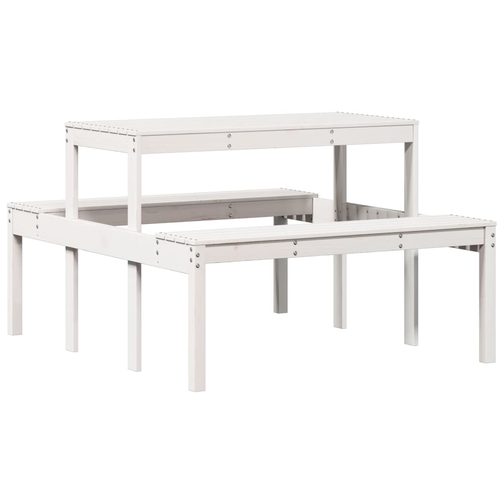 Piknikbord Hvit 110X134X75 Cm Heltre Furu