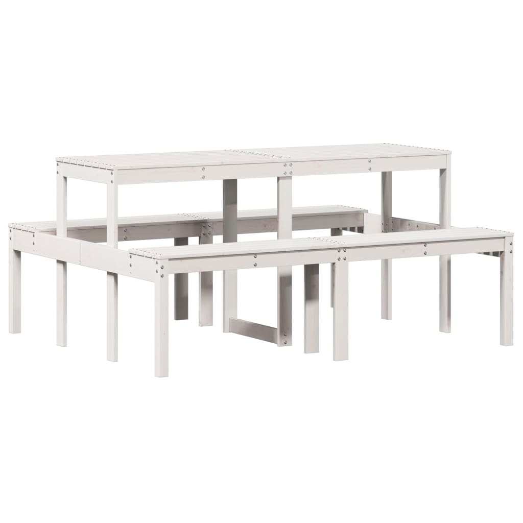 Piknikbord Hvit 160X134X75 Cm Heltre Furu