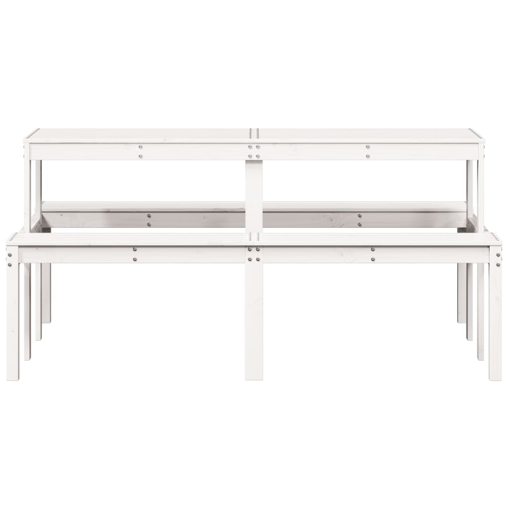 Piknikbord Hvit 160X134X75 Cm Heltre Furu