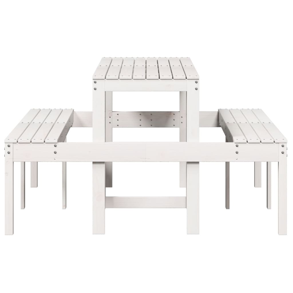 Piknikbord Hvit 160X134X75 Cm Heltre Furu