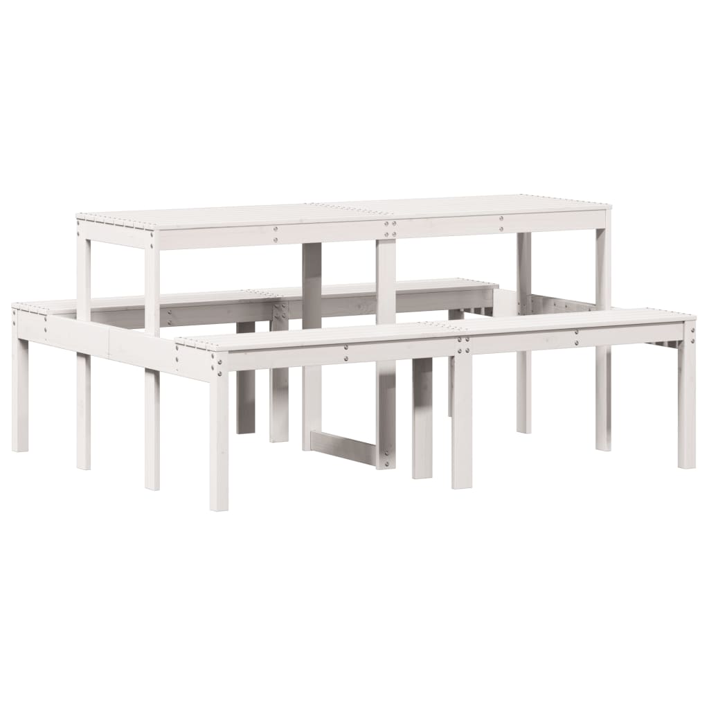 Piknikbord Hvit 160X134X75 Cm Heltre Furu