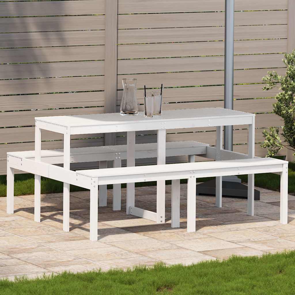 Piknikbord Hvit 160X134X75 Cm Heltre Furu