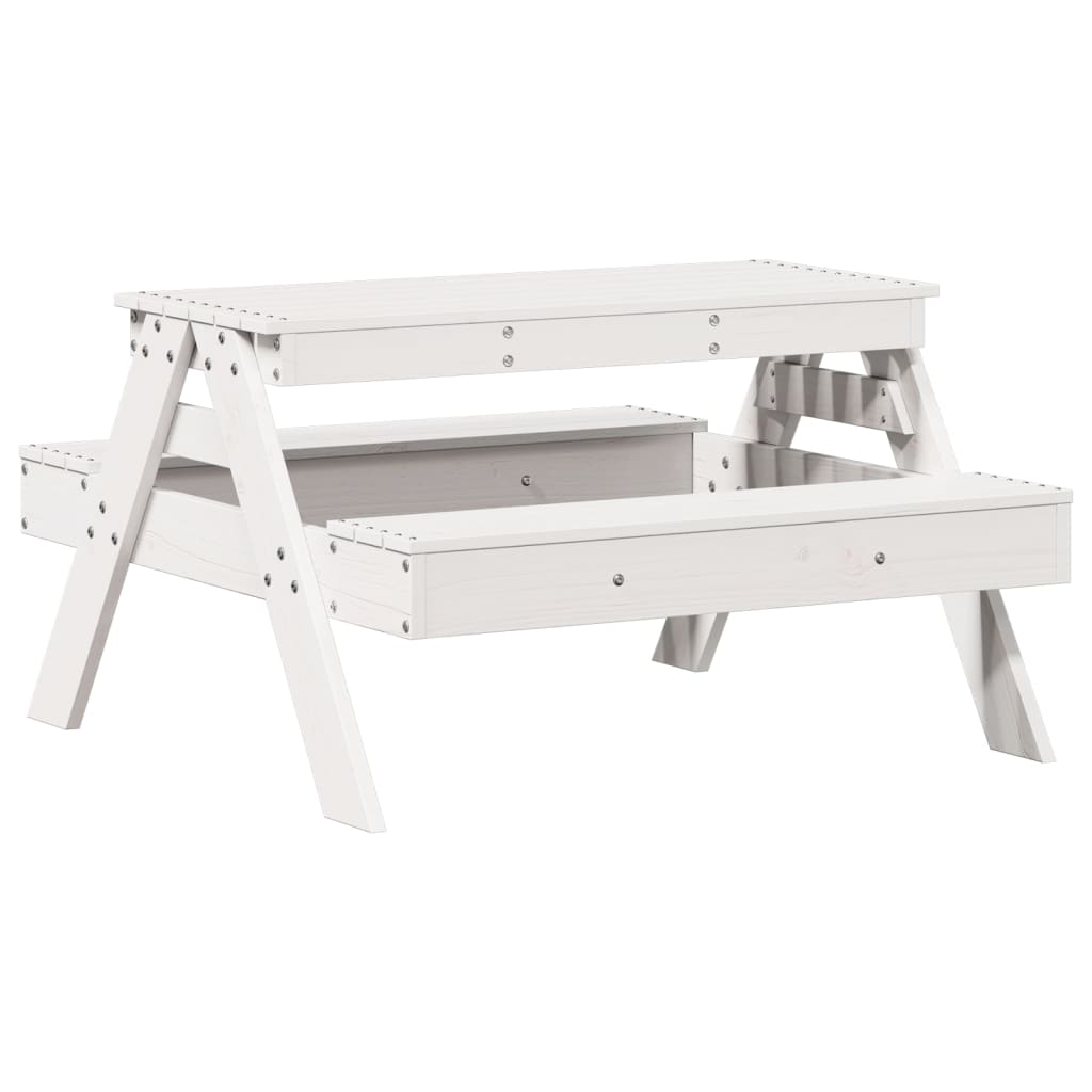 Piknikbord For Barn Hvit 88X97X52 Cm Heltre Furu