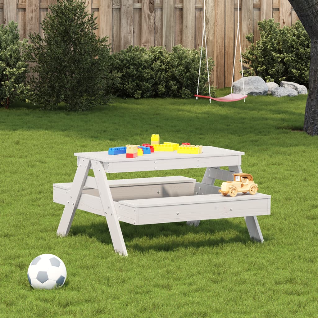Piknikbord For Barn Hvit 88X97X52 Cm Heltre Furu