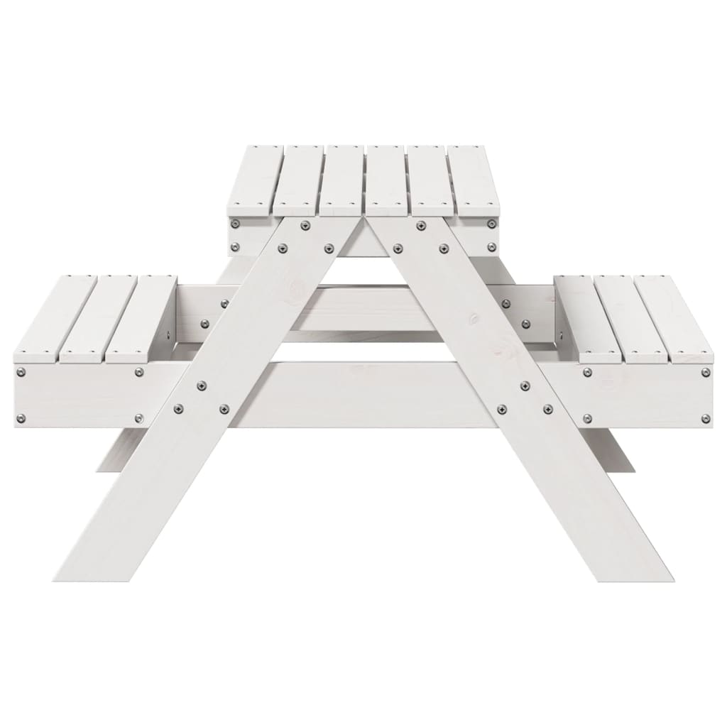 Piknikbord For Barn Hvit 88X97X52 Cm Heltre Furu