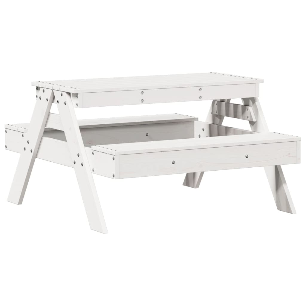Piknikbord For Barn Hvit 88X97X52 Cm Heltre Furu