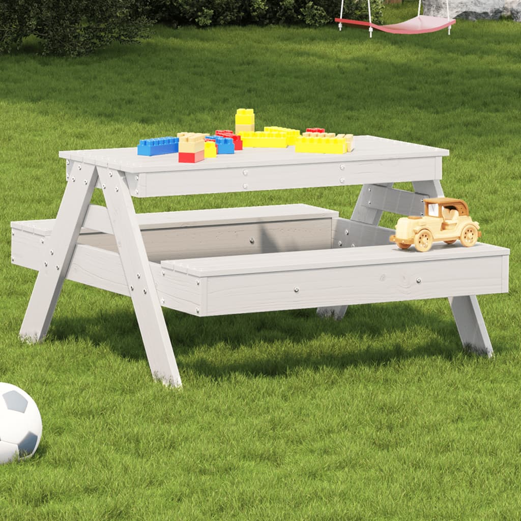 Piknikbord For Barn Hvit 88X97X52 Cm Heltre Furu