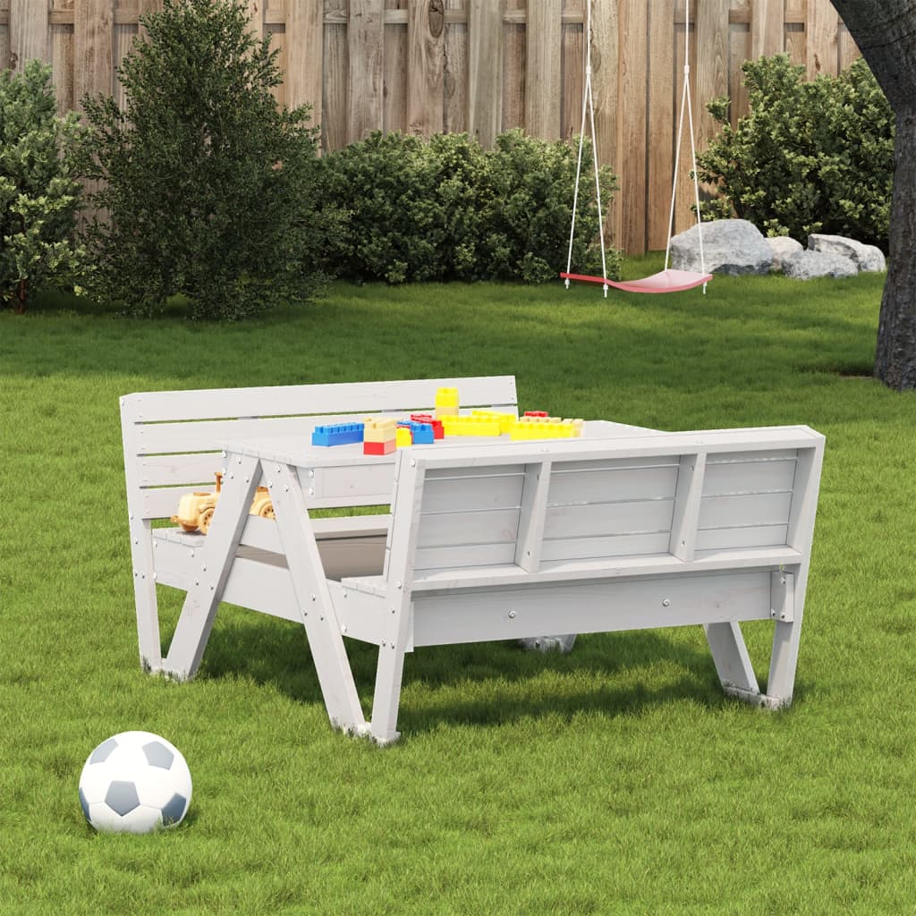 Piknikbord For Barn Hvit 88X122X58 Cm Heltre Furu