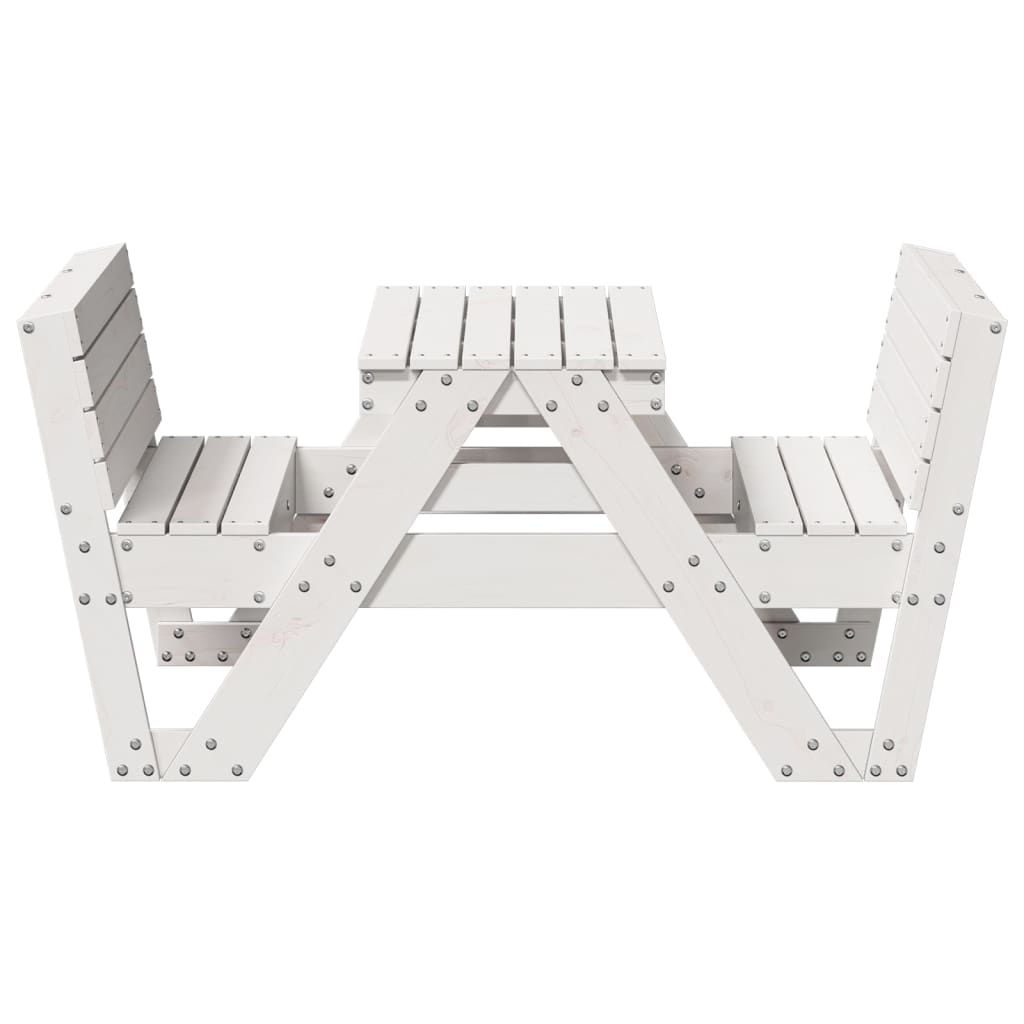 Piknikbord For Barn Hvit 88X122X58 Cm Heltre Furu
