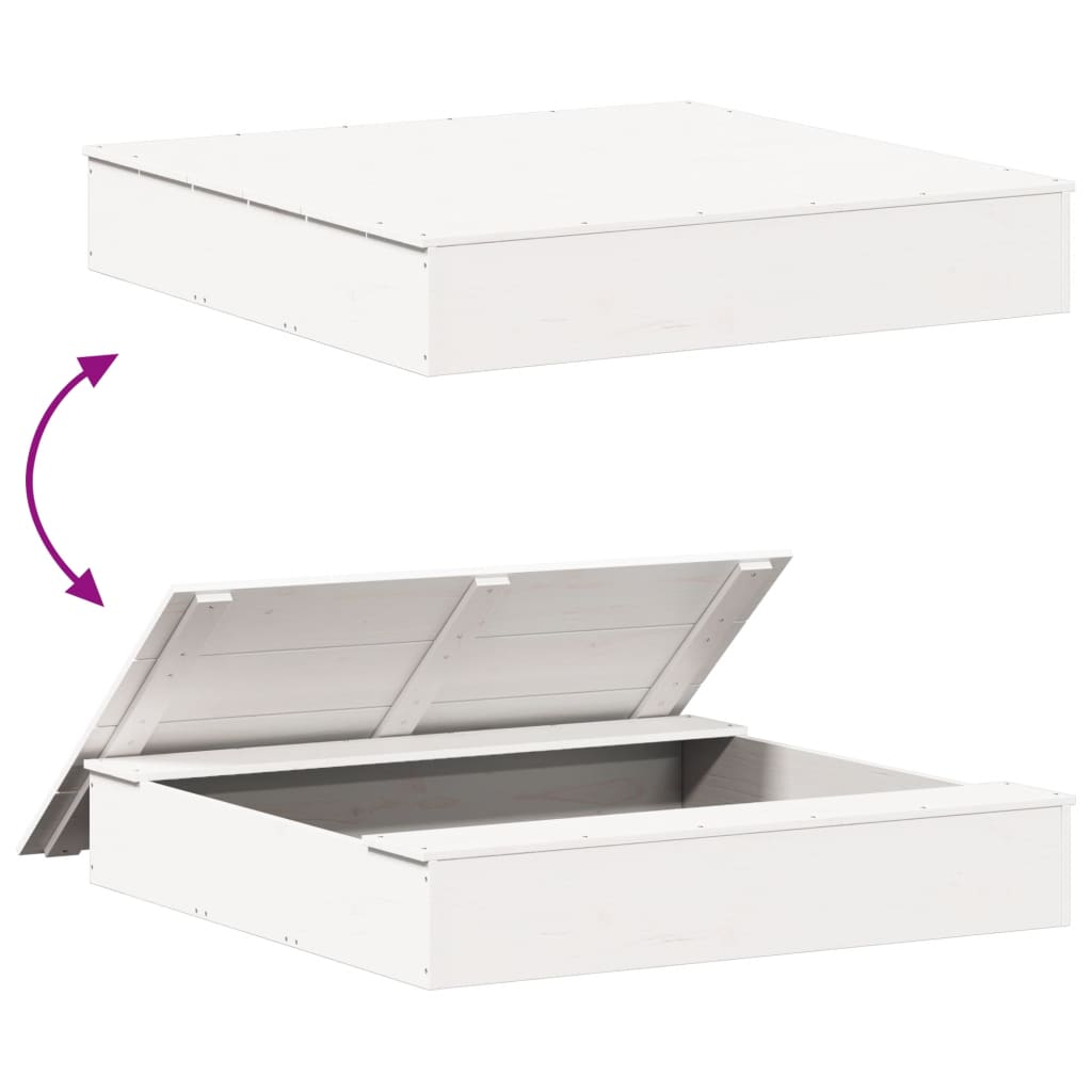 Sandkasse Med Lokk Hvit 111X111X19,5 Cm Heltre Furu