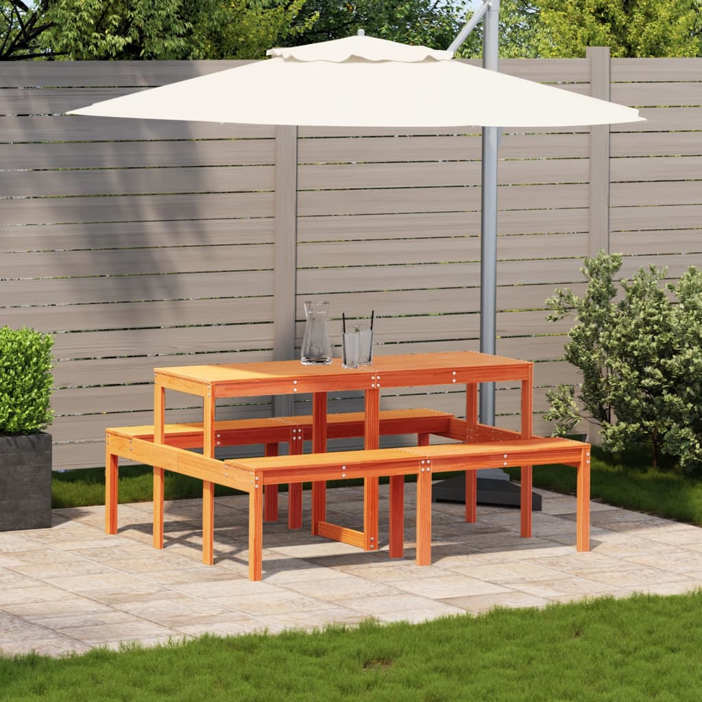 Piknikbord Voksbrun 160X134X75 Cm Heltre Furu