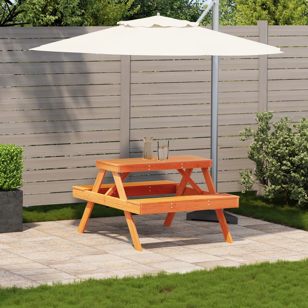 Piknikbord Voksbrun 105X134X75 Cm Heltre Furu