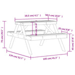 Piknikbord Voksbrun 105X134X75 Cm Heltre Furu