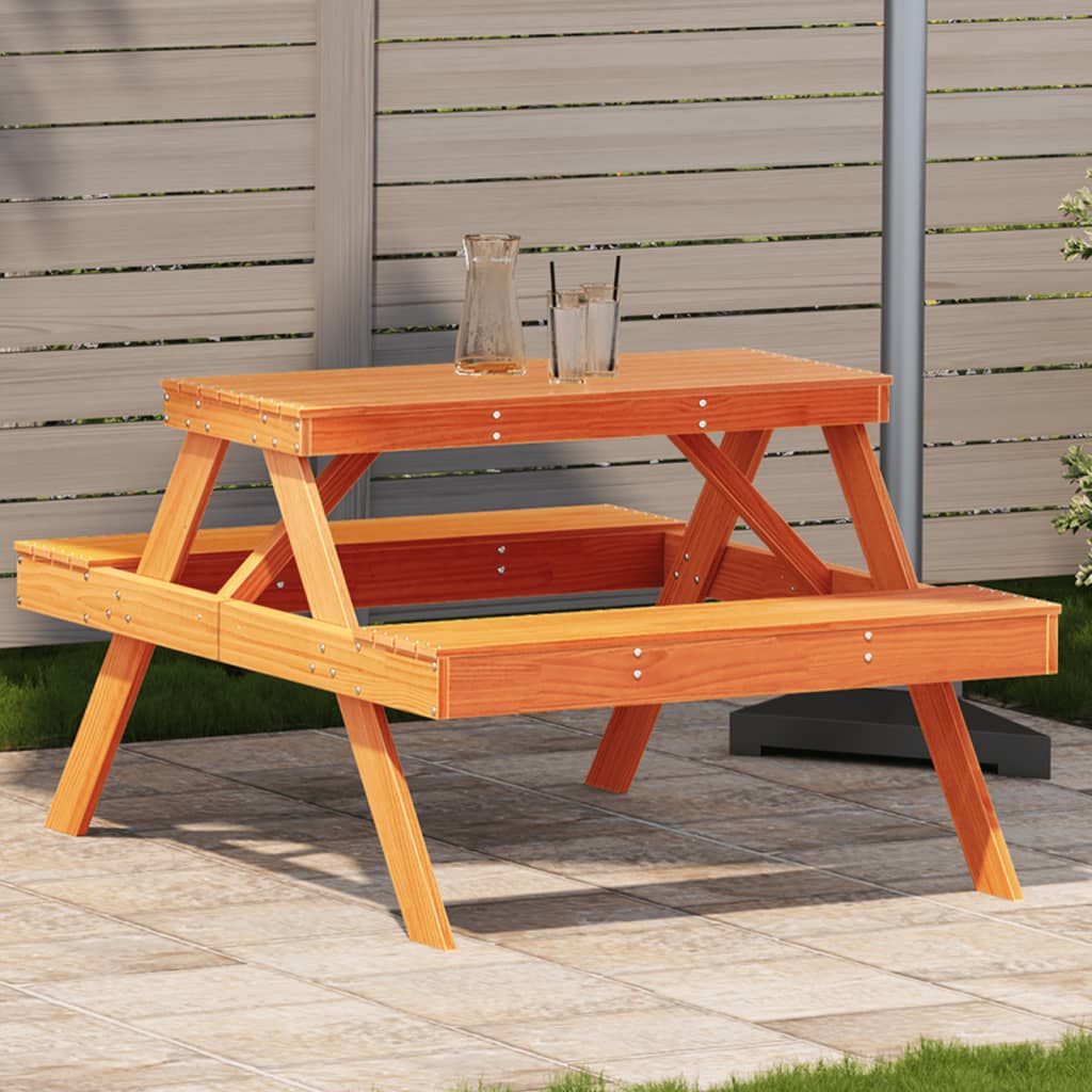 Piknikbord Voksbrun 105X134X75 Cm Heltre Furu