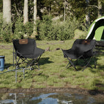 Campingstoler Med Lomme 2 Stk Sammenleggbar Svart