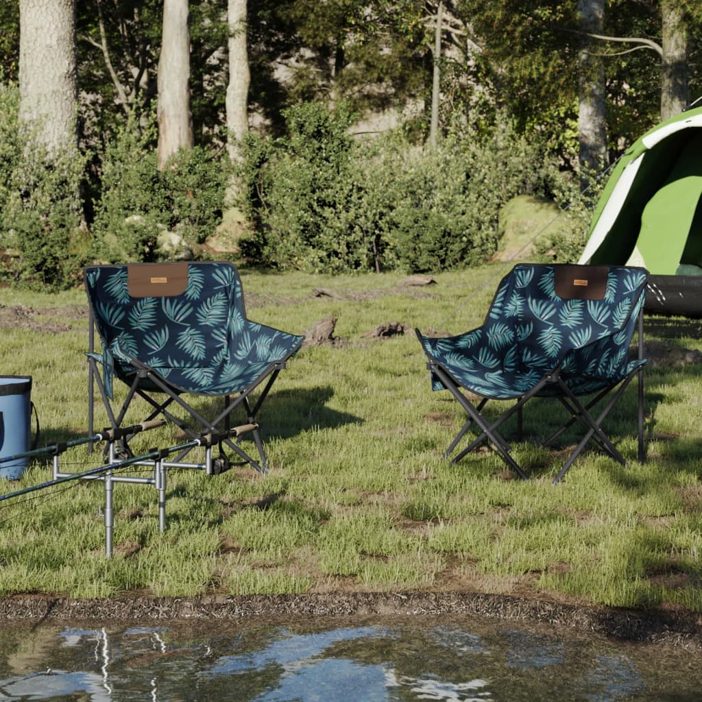 Campingstoler Med Lomme 2 Stk Sammenleggbar Bladmønster