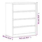 Kommode Sauda Eik 76,5X39X91 Cm Heltre Furu