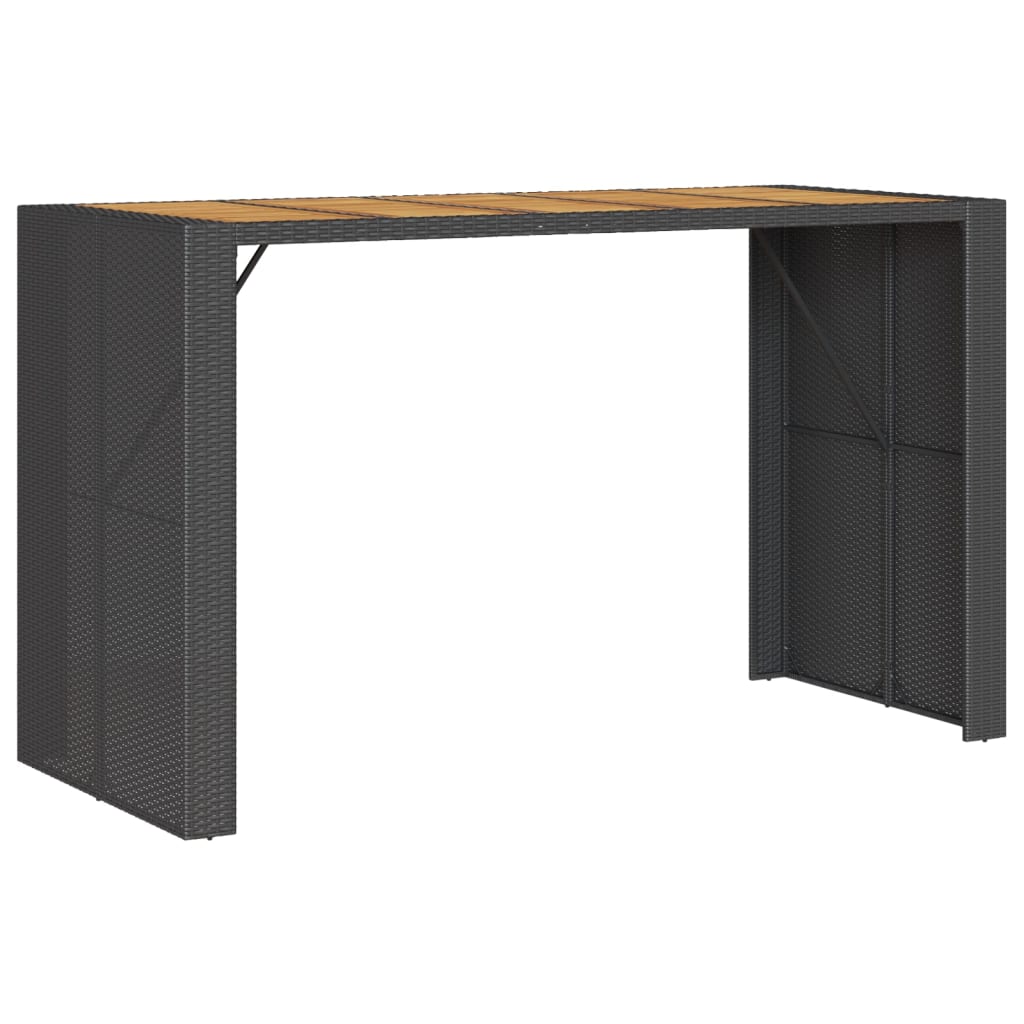 Barbord Med Topp I Akasie Svart 185X80X110 Cm Polyrotting