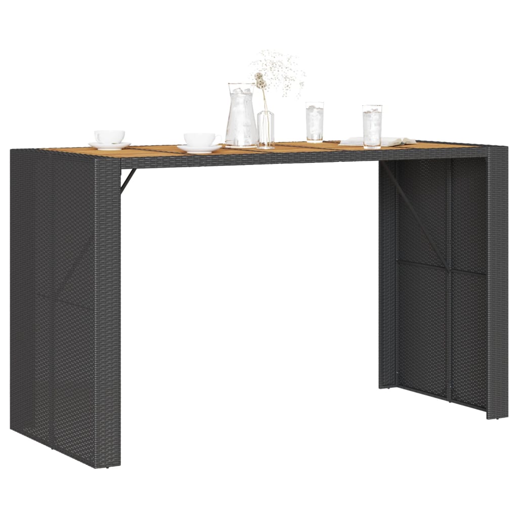Barbord Med Topp I Akasie Svart 185X80X110 Cm Polyrotting
