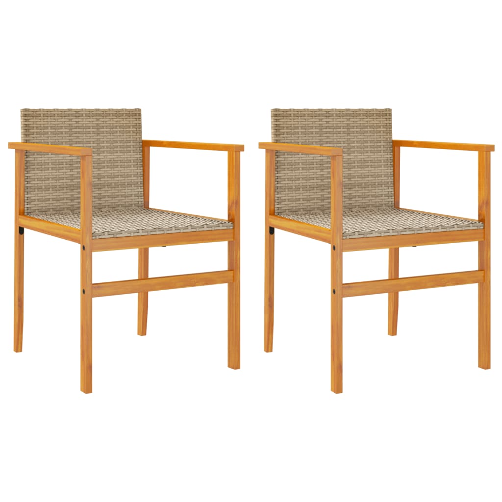 Hagestoler Med Puter 2 Stk Beige Polyrotting Og Heltre