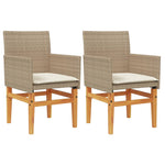 Hagestoler Med Puter 2 Stk Beige Polyrotting Og Heltre