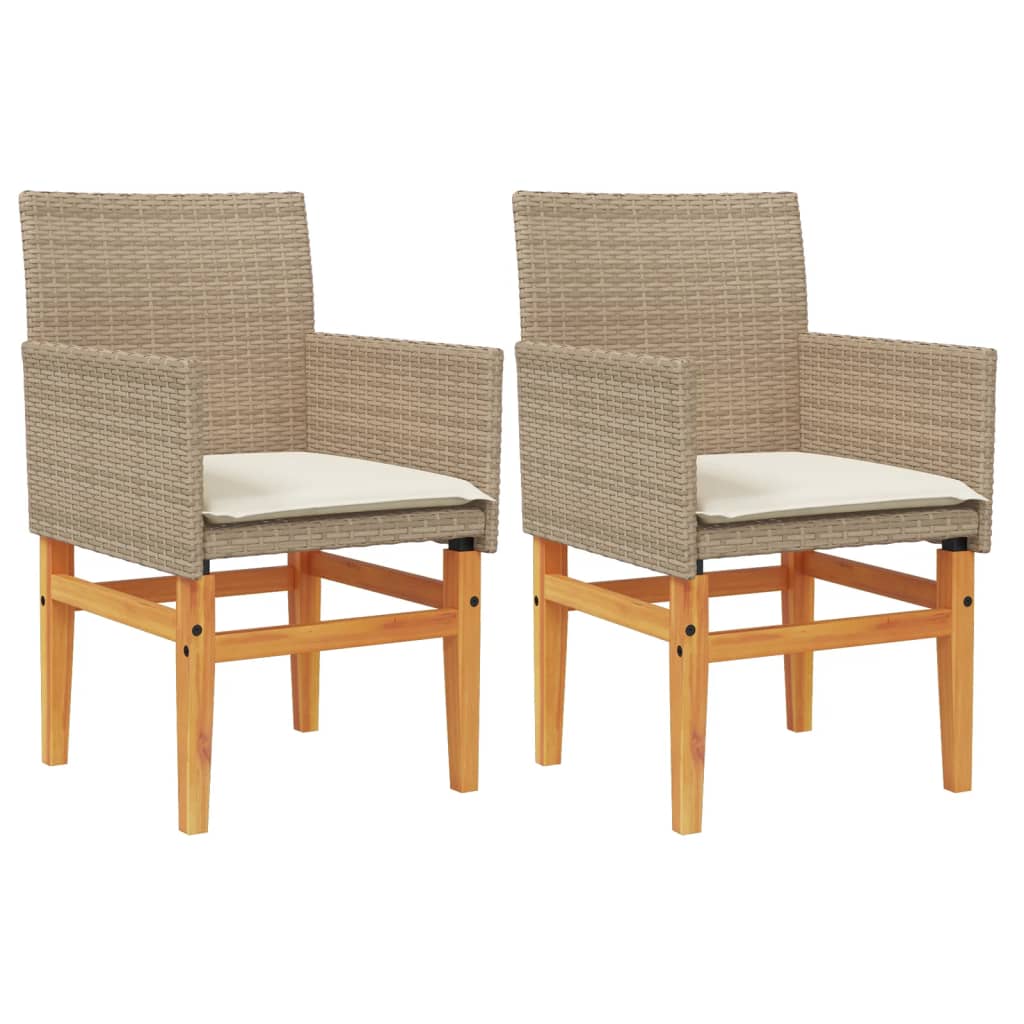 Hagestoler Med Puter 2 Stk Beige Polyrotting Og Heltre