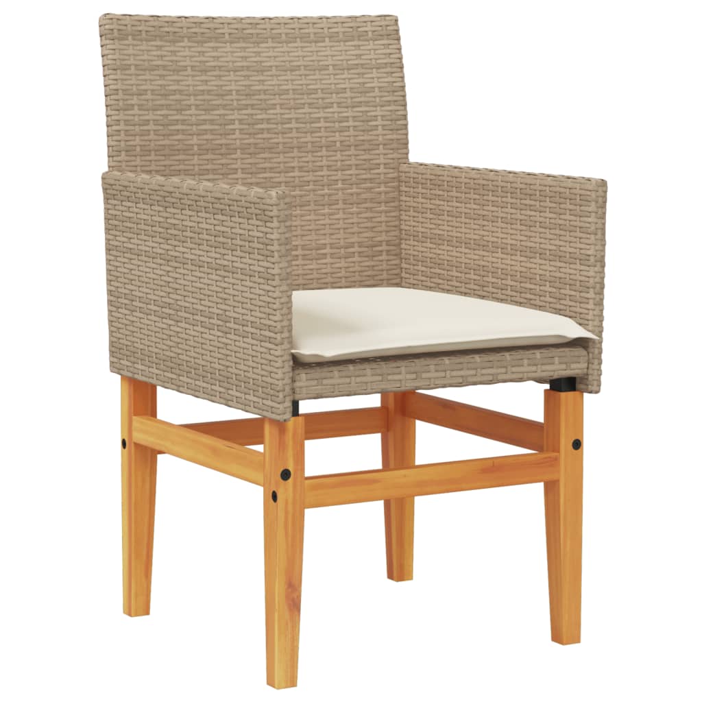 Hagestoler Med Puter 2 Stk Beige Polyrotting Og Heltre