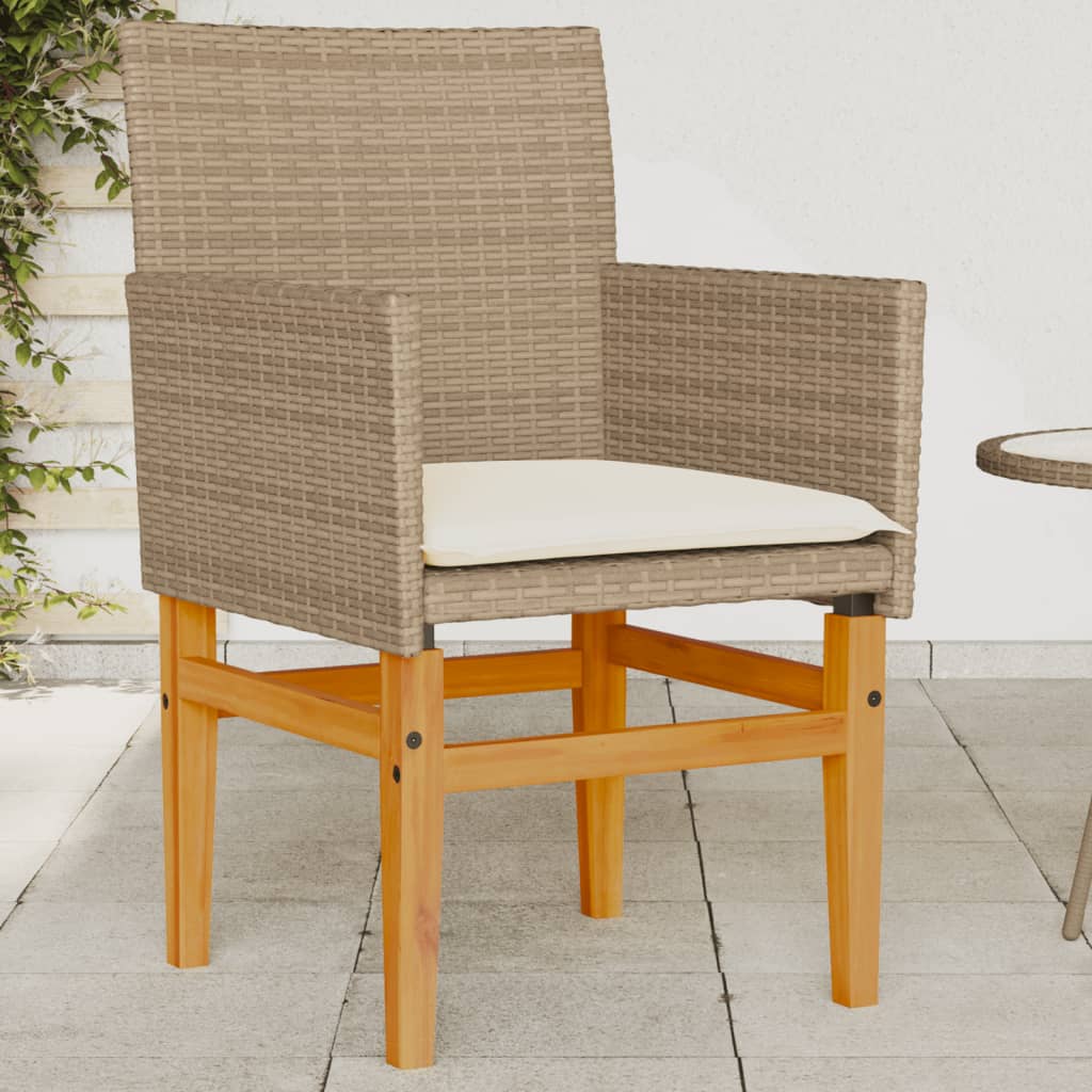 Hagestoler Med Puter 2 Stk Beige Polyrotting Og Heltre