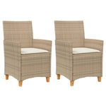 Hagestoler Med Puter 2 Stk Beige Polyrotting Og Heltre
