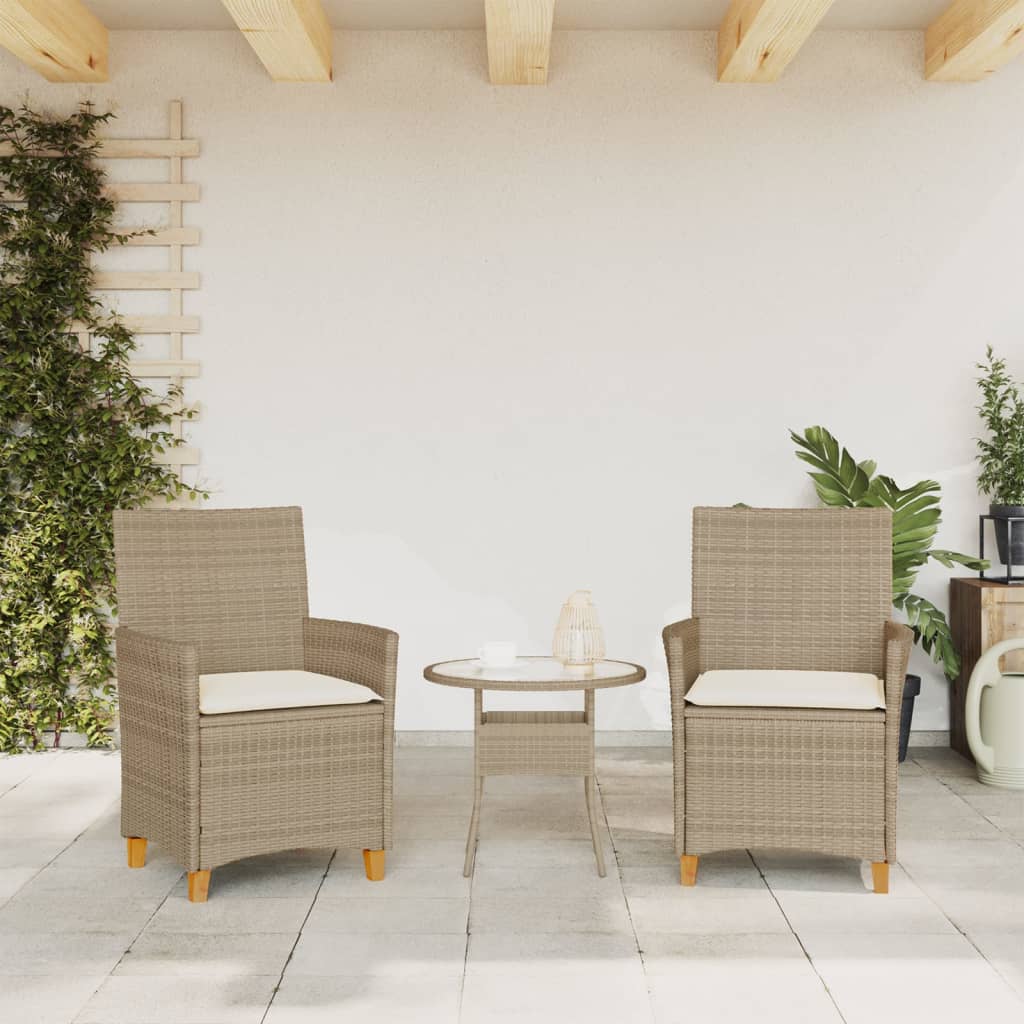 Hagestoler Med Puter 2 Stk Beige Polyrotting Og Heltre