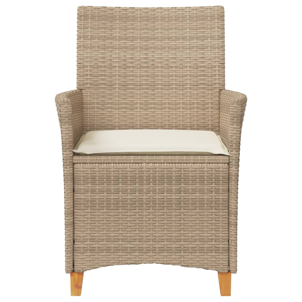 Hagestoler Med Puter 2 Stk Beige Polyrotting Og Heltre
