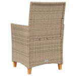 Hagestoler Med Puter 2 Stk Beige Polyrotting Og Heltre