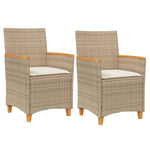 Hagestoler Med Puter 2 Stk Beige Polyrotting Og Heltre