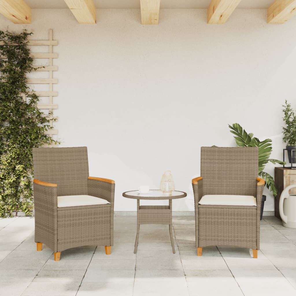 Hagestoler Med Puter 2 Stk Beige Polyrotting Og Heltre