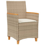 Hagestoler Med Puter 2 Stk Beige Polyrotting Og Heltre