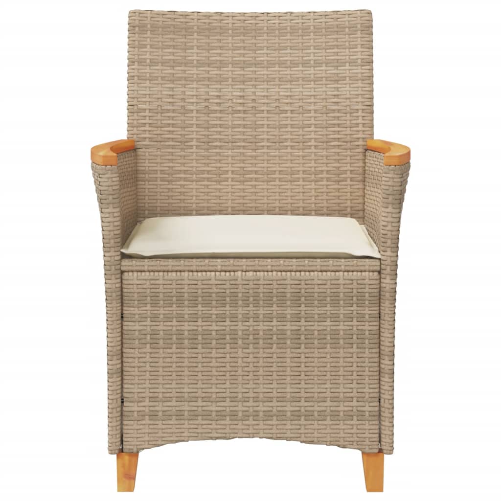 Hagestoler Med Puter 2 Stk Beige Polyrotting Og Heltre