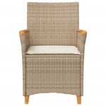 Hagestoler Med Puter 2 Stk Beige Polyrotting Og Heltre
