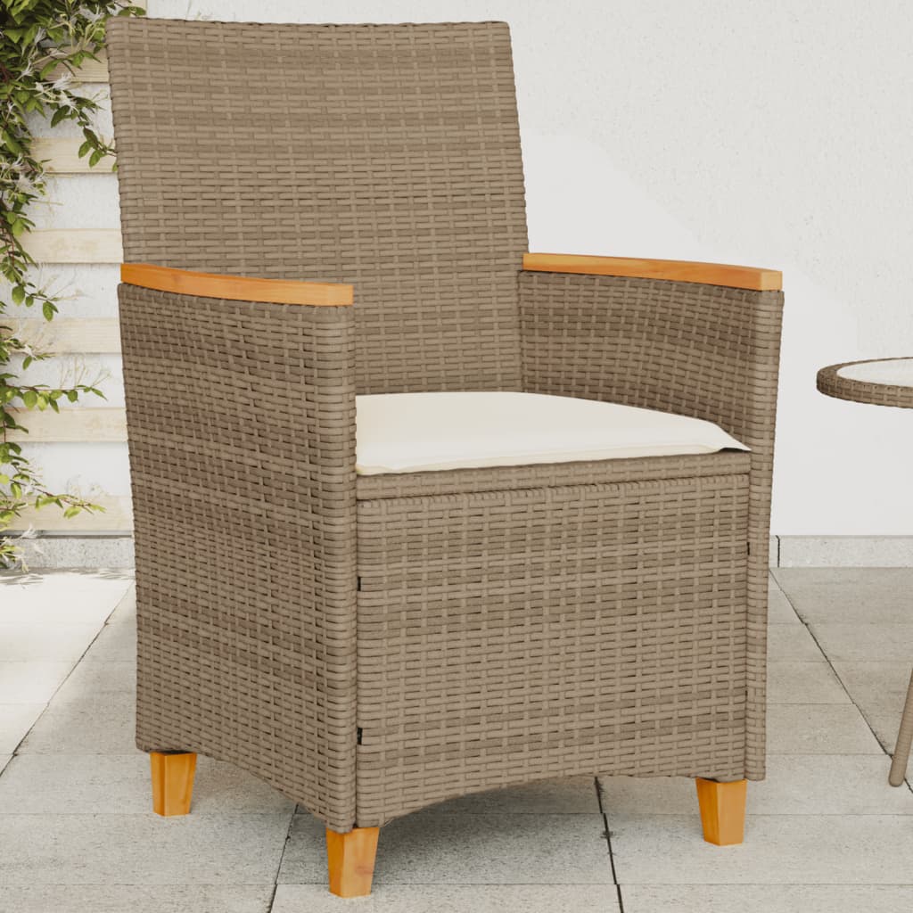 Hagestoler Med Puter 2 Stk Beige Polyrotting Og Heltre
