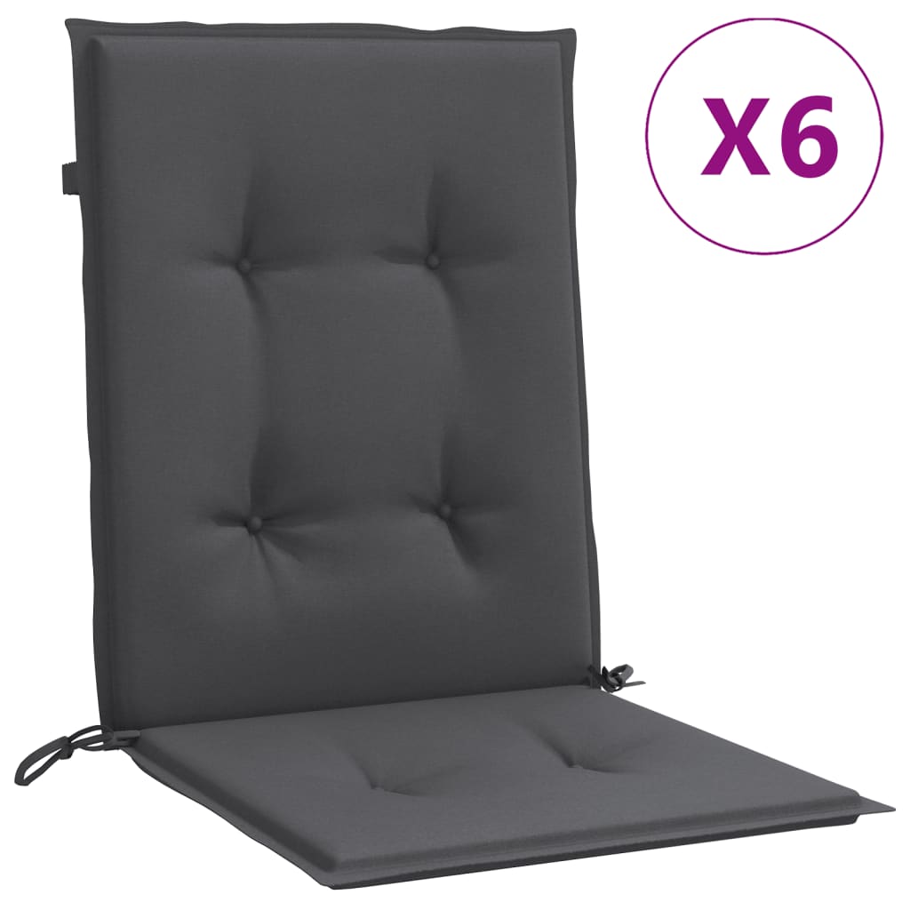Stolputer Med Lav Rygg 6 Stk Melert Antrasitt 100X50X4 Cm Stoff
