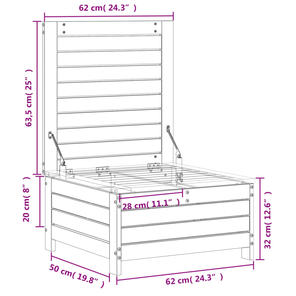 Hagefotskammel 62X63,5X32 Cm Heltre Furu