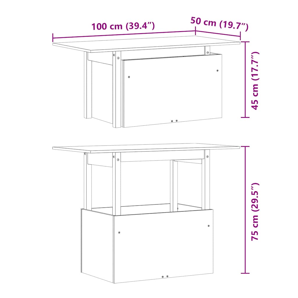 Hagebord Voksbrun 100X50X75 Cm Heltre Furu